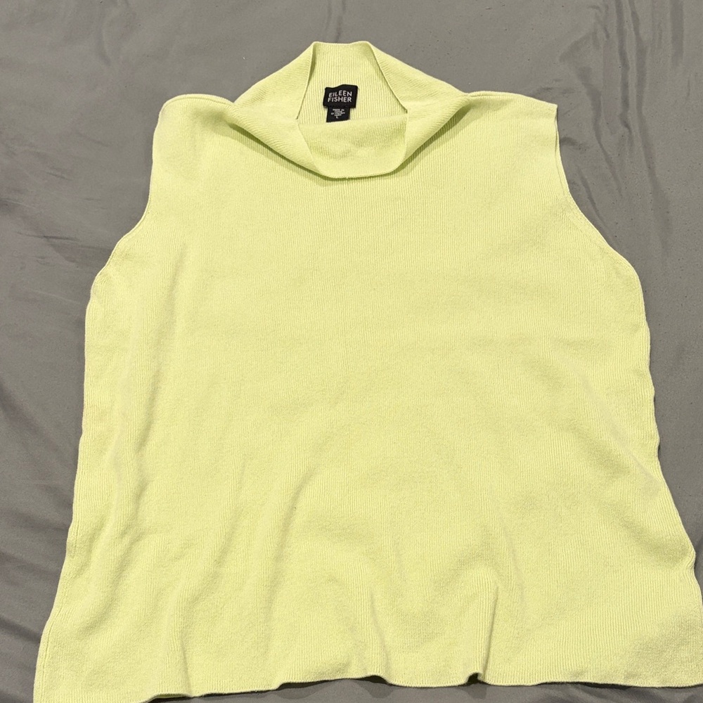 Eileen Fisher Sleeveless Mock neck Knit Top - Light Green